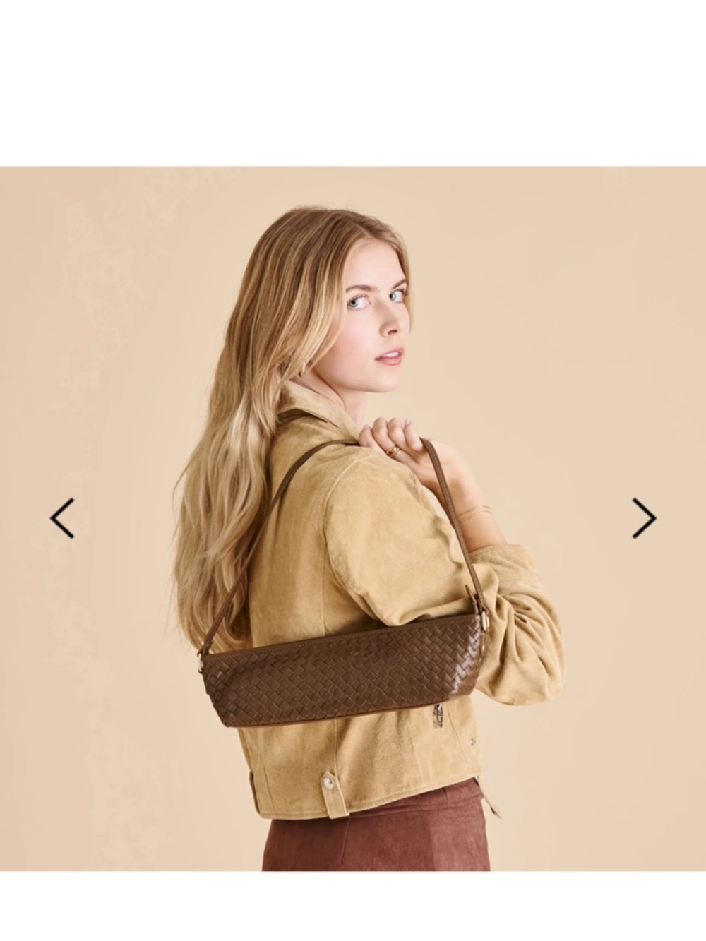 Dolce Vita Brown Woven 100% Leather shoulder bag Wristlet with dust bag